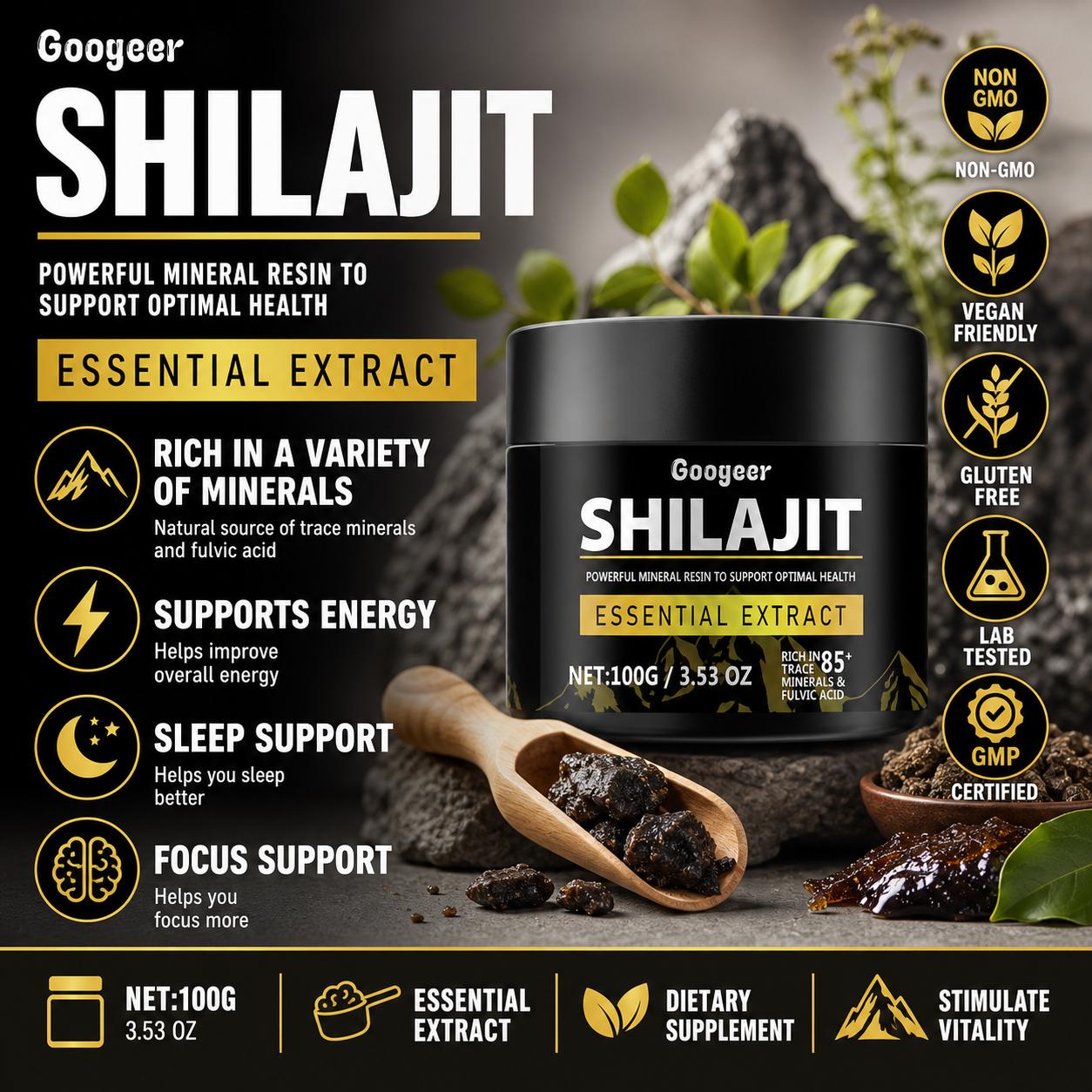 Licorice Root Extract - Googeer Shilajit Estratto in Polvere Acido